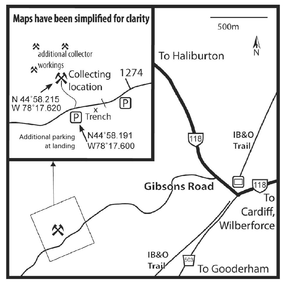 Map to Gibson's Road Occurrence