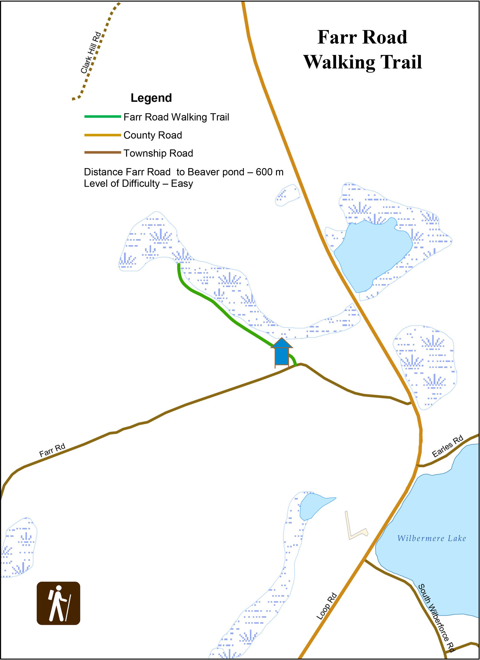 Map of the Farr Road Walking Trail from Farr Road to the Beaver Pond