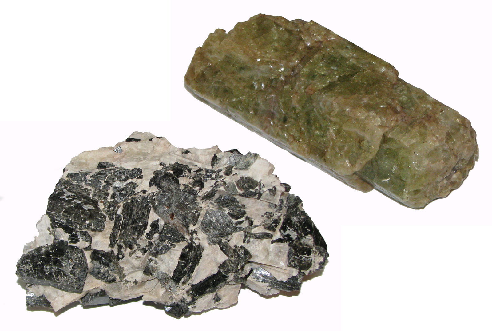 Photo of a sample of green fluorapatite and flouroricherite