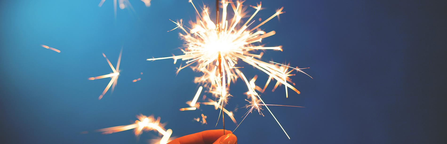 Hand holding a lit sparkler.