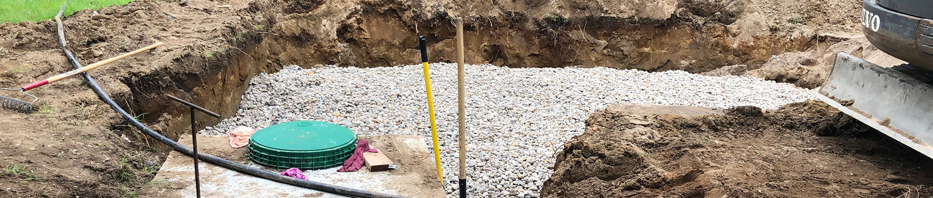 A septic system being installed.