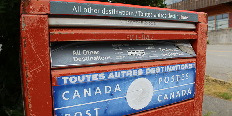 Canada Post mail box.