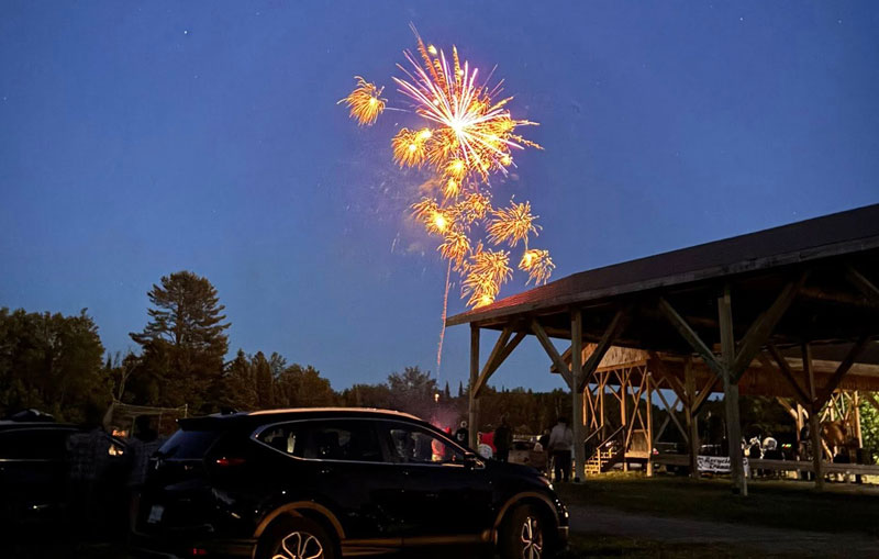 Fireworks light up the night sky over the bandstand in Gooderham