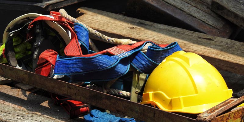 An assortment of work and safety gear.