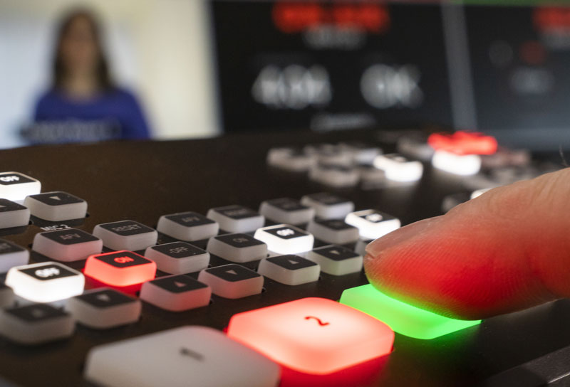 A control panel being used to broadcast a livestream.