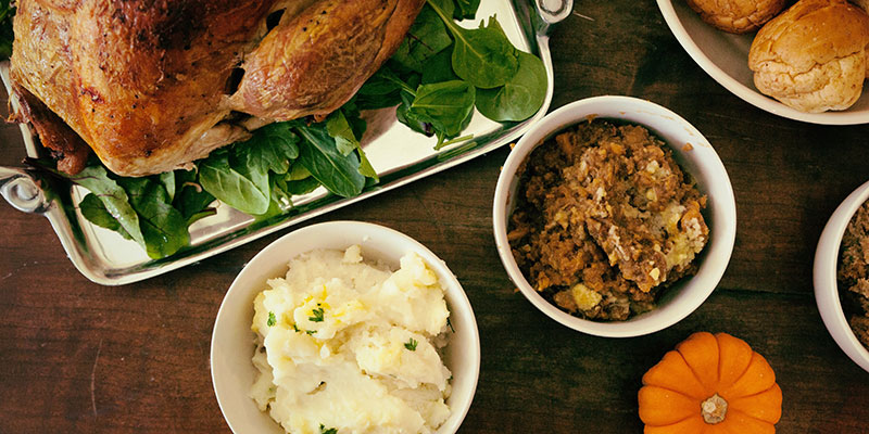 A thanksgiving dinner table.