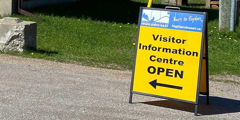 Info centre sign.